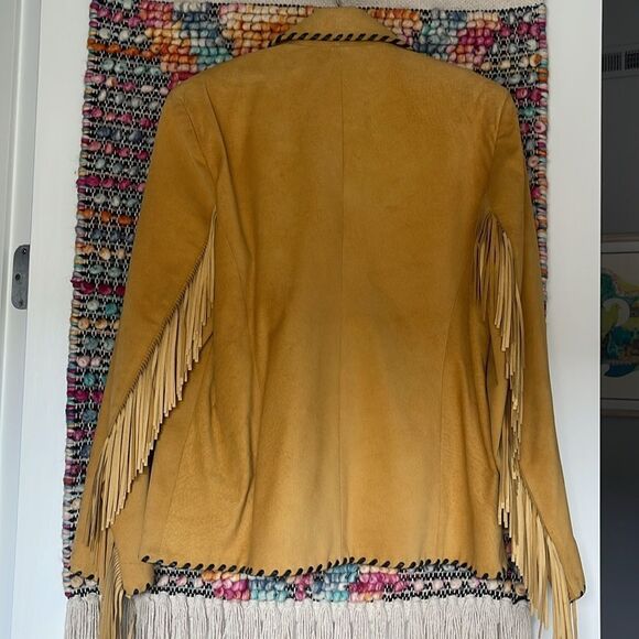 Beautiful  Vintage Char Sante Fe leather jacket with hand painting and beading - Picture 8 of 9